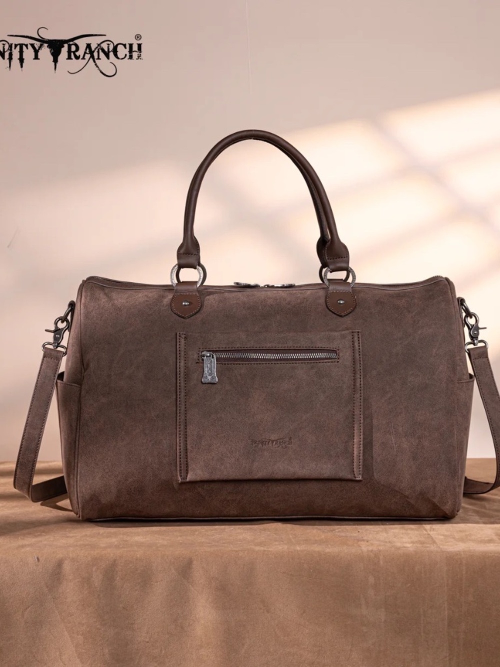 Trinity Ranch Floral Aztec Tooled Collection Weekender Bag Coffee - Picture 4 of 8